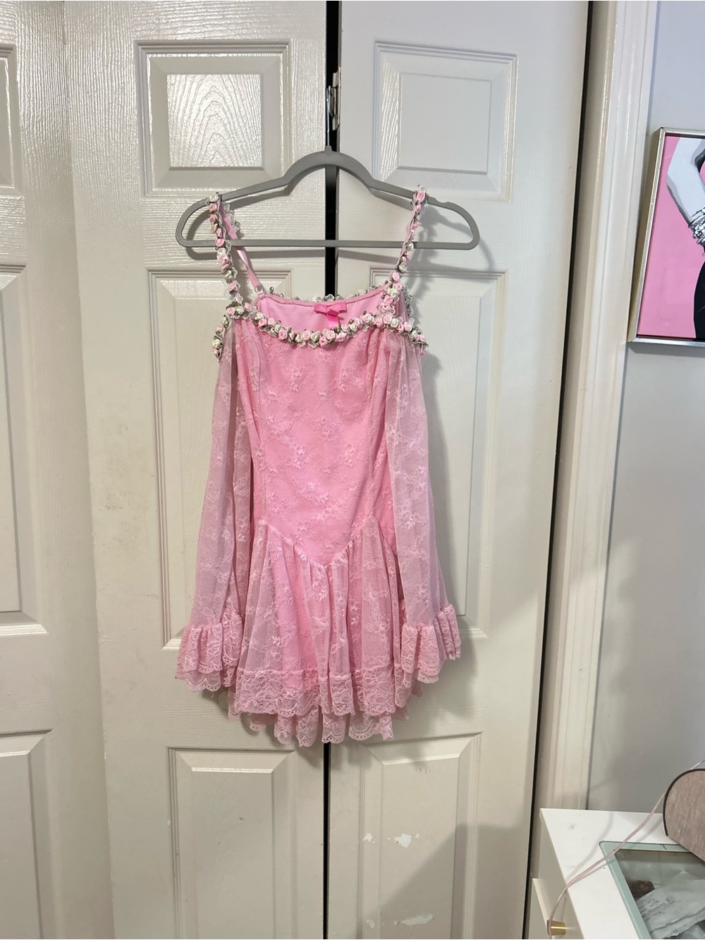 Pink Floral Lace DollsKill Dress